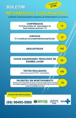 BOLETIM EPIDEMIOLÓGICO 27/06/2020
